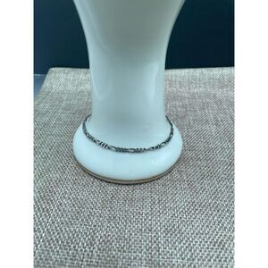 Vintage Sterling Silver 3mm Figaro Chain Link Bracelet, Size 9 Inch, Italy